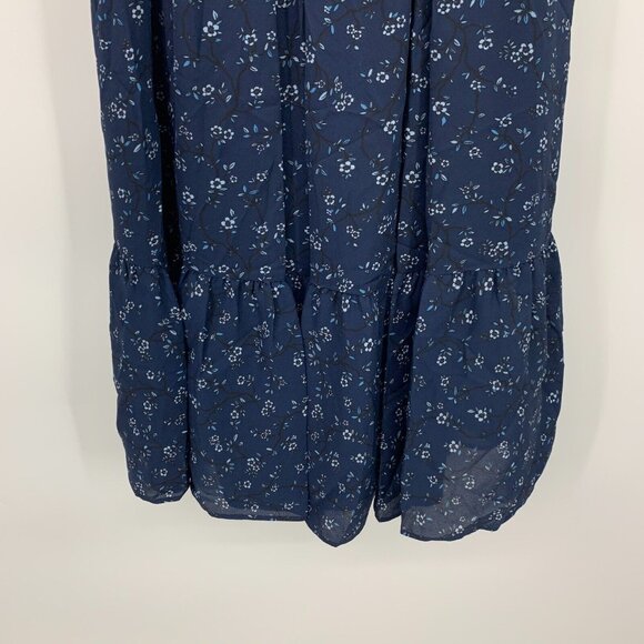 Kate Spade Dress Blue Wild Roses Floral Print V Neck Ruffle Wrap - Picture 14 of 14